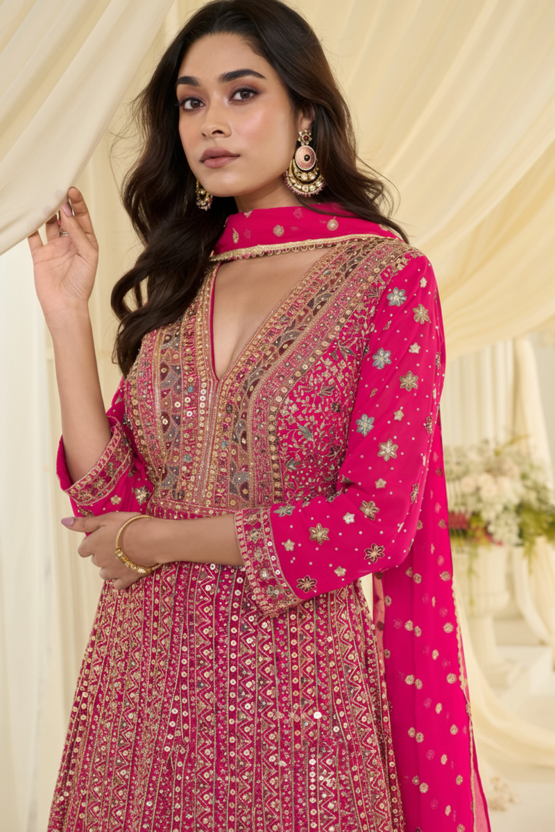 Rani Pink Bridal Anarkali Set