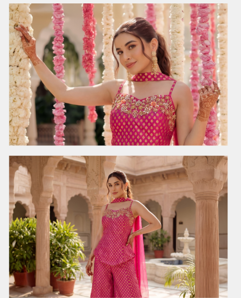 Rani Pink Brocade Sharara Set