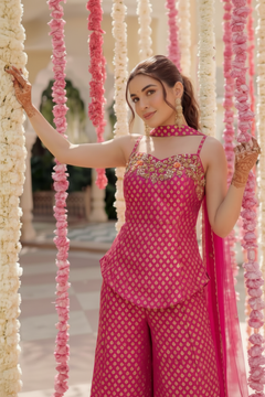 Rani Pink Brocade Sharara Set