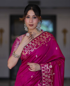 Pink Rajkumari Zari Banarasi Saree
