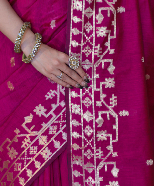 Pink Rajkumari Zari Banarasi Saree