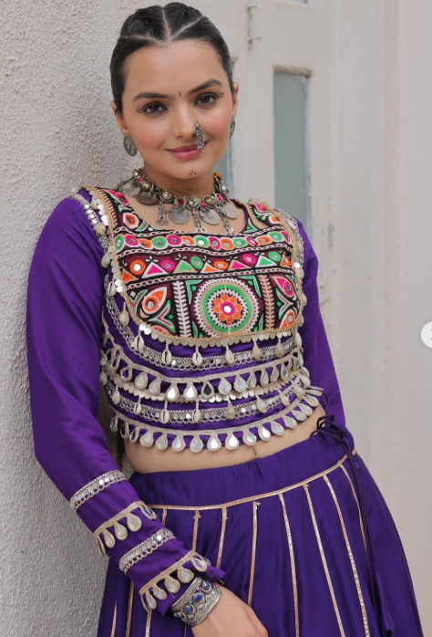 Navratri Lehenga Set with Embroidered Mirror Work Jacket