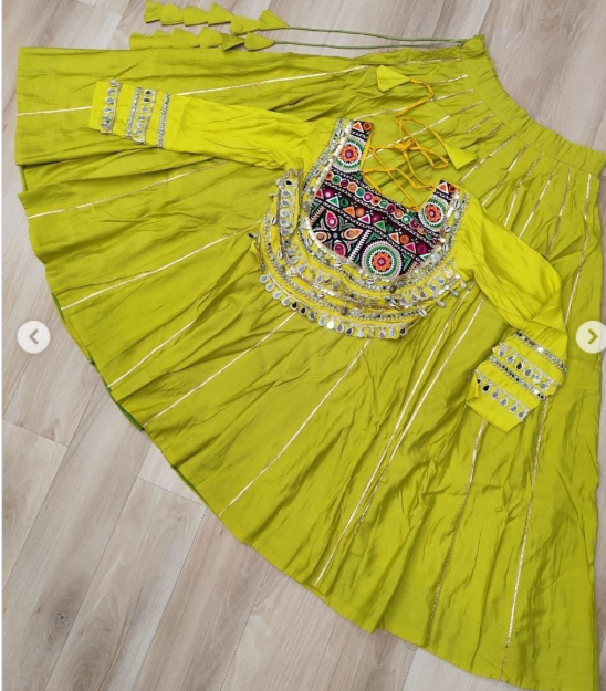 Navratri Lehenga Set with Embroidered Mirror Work Jacket