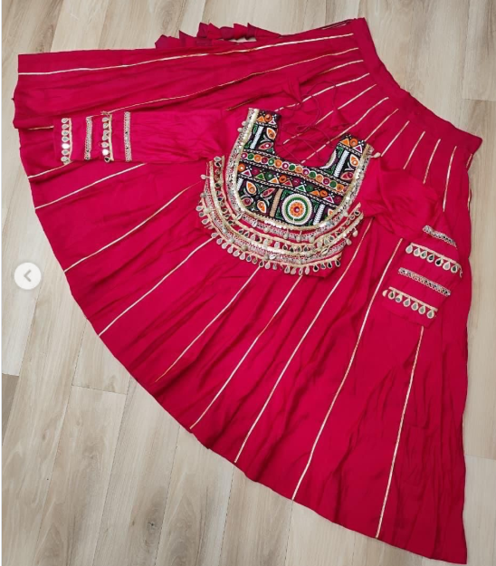 Navratri Lehenga Set with Embroidered Mirror Work Jacket