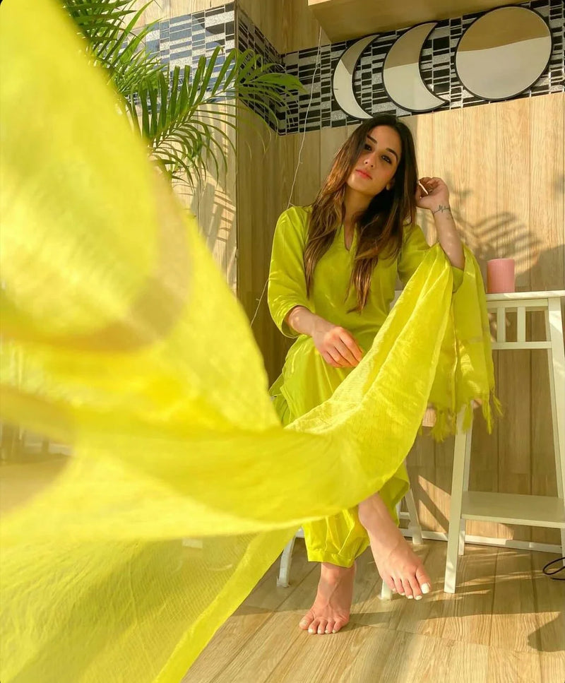 Lime Green Cotton Doria Suit Set