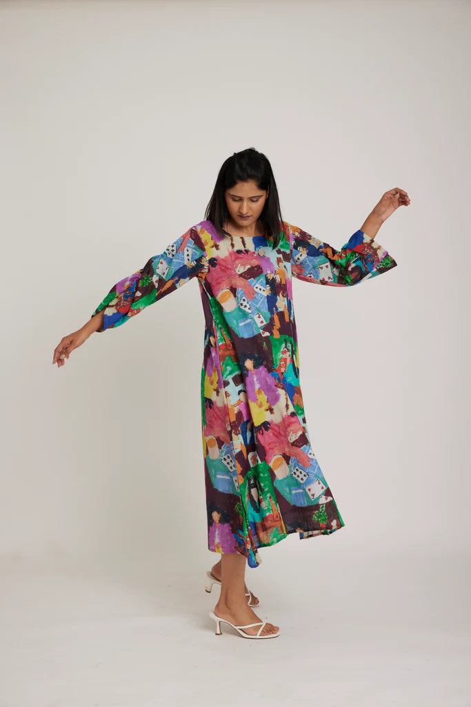 handwoven cotton midi dress
