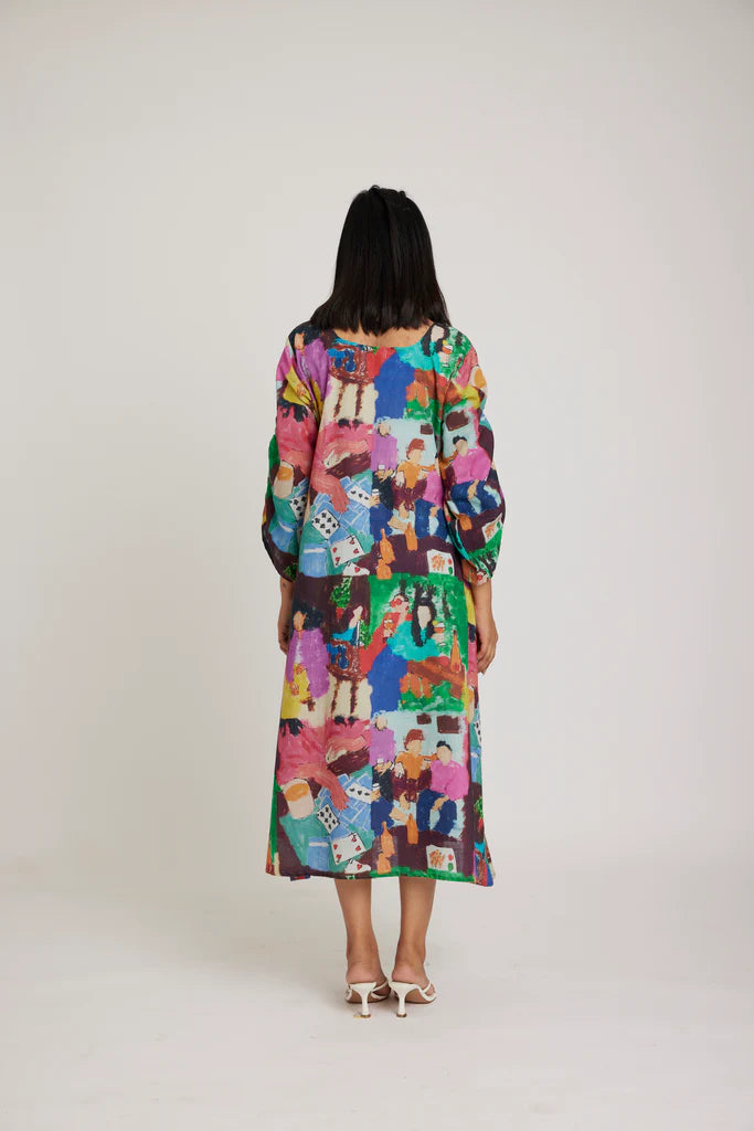 cotton midi dress with lining