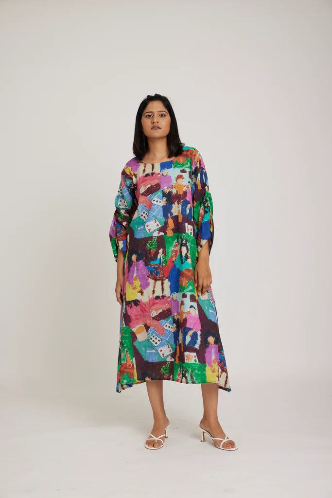 hand-drawn digital print dress