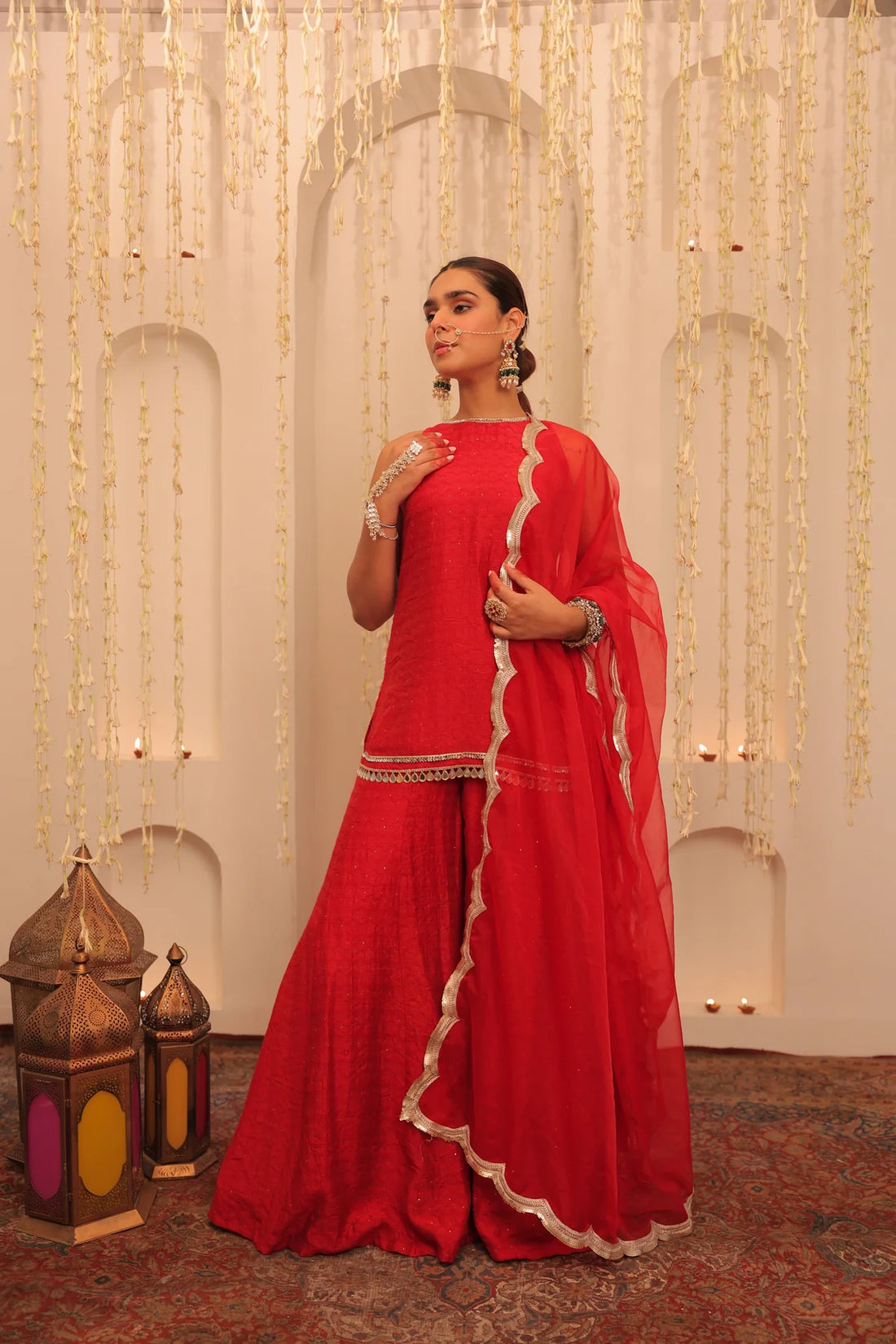 Ruby Noor Embroidered Cotton Kurta Sharara Set