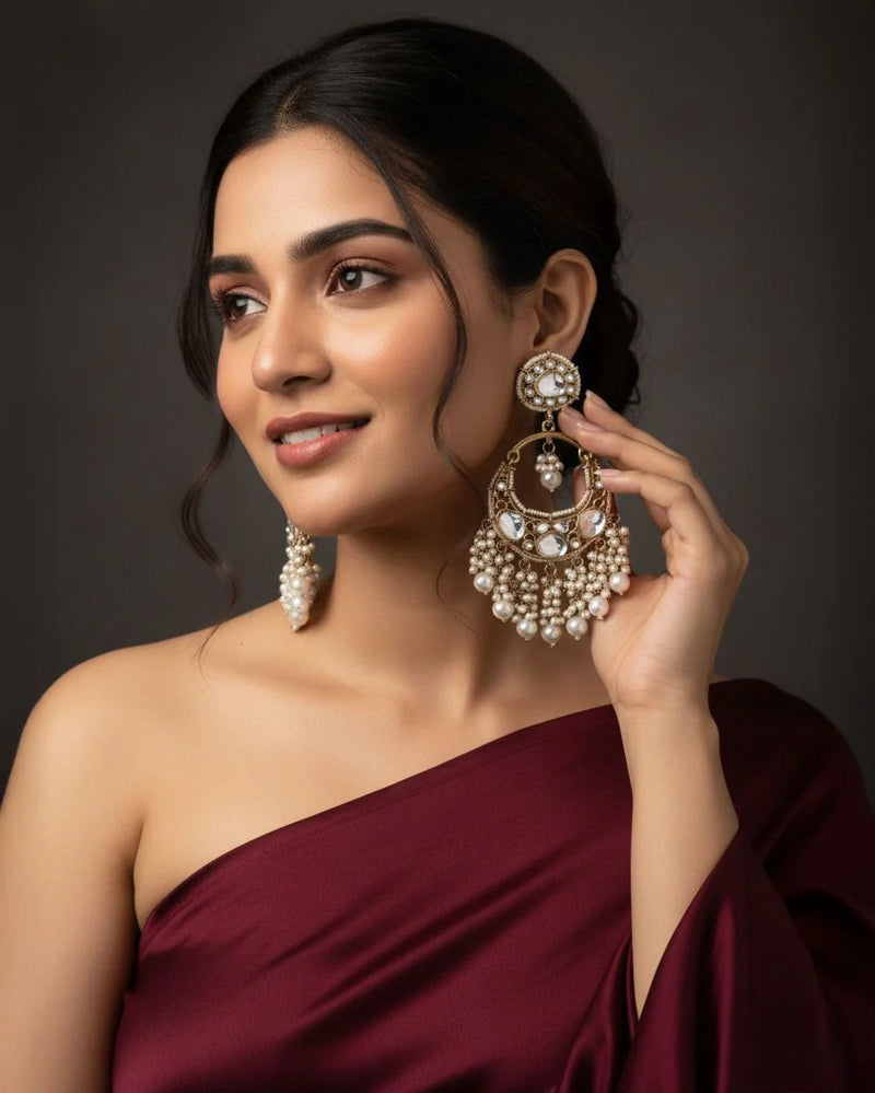 Pearl Rajveer Designer Chandbali Earrings
