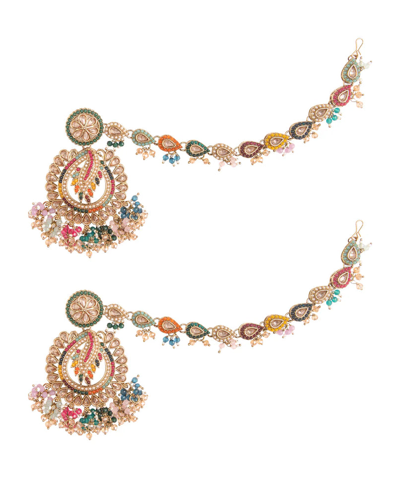 Multi Arajashree Bahubali Chandbali Earrings