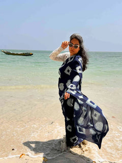 indigo cotton saree