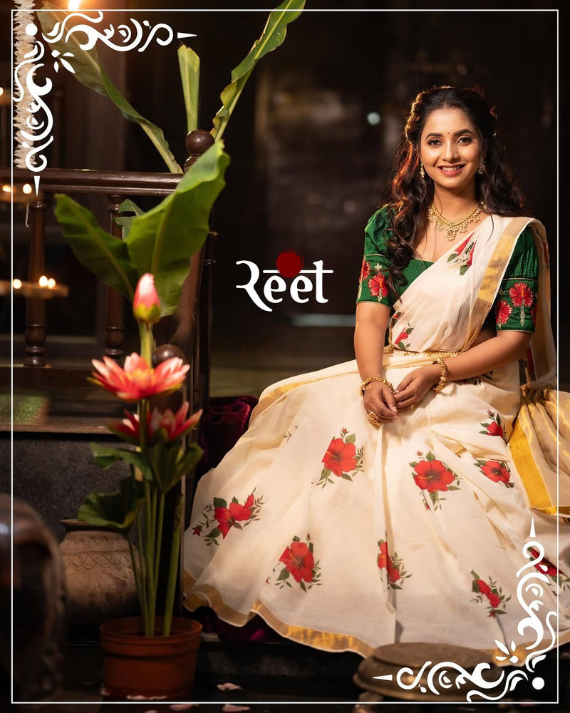 Customized Ganpati theme Khann Saree