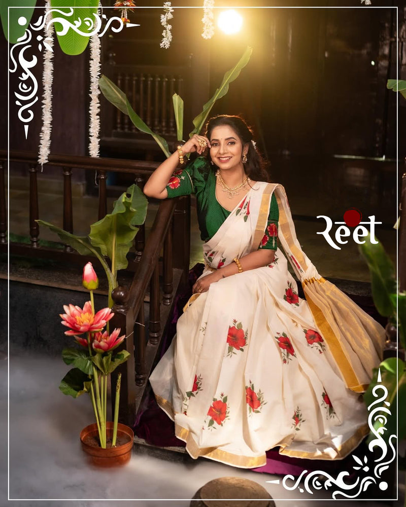 Customized Ganpati theme Khann Saree