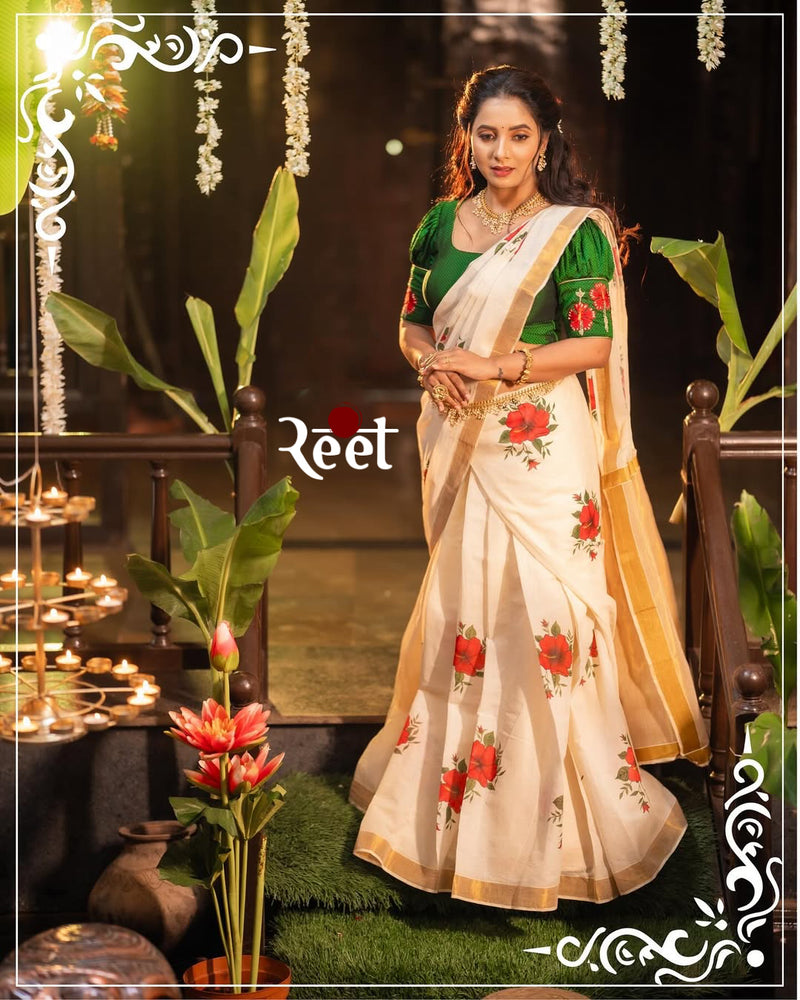 Customized Ganpati theme Khann Saree