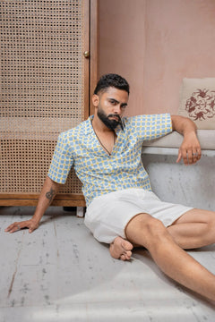 Sicily Summer Half-Sleeves Blue Check Shirt