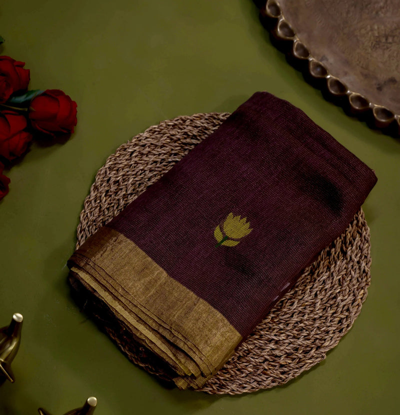 Rajvanshi Silk Linen Jamdani Saree