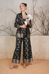 Silk Brocade Black Embroidered Co-Ord Set