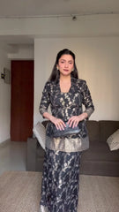 Silk Brocade Black Embroidered Co-Ord Set