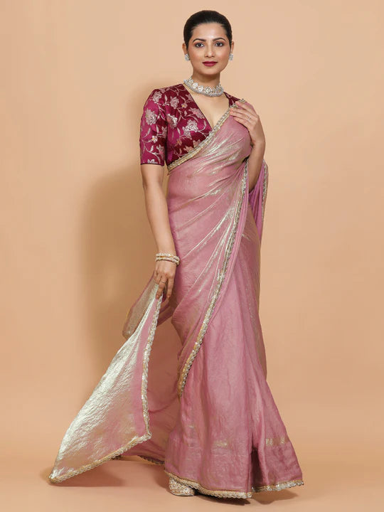 lavender tissue saree