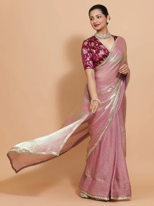 scalloped border saree