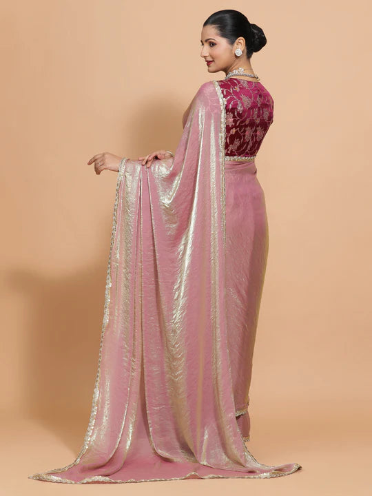 lavender tissue saree