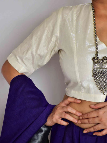 Silver blouse for saree