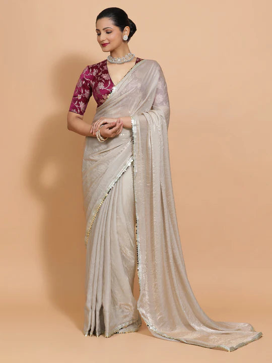 soft crepe lining saree