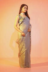 Silver Legacy Jimmy Choo Saree with Stitched Blouse