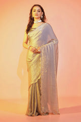Silver Legacy Jimmy Choo Saree with Stitched Blouse