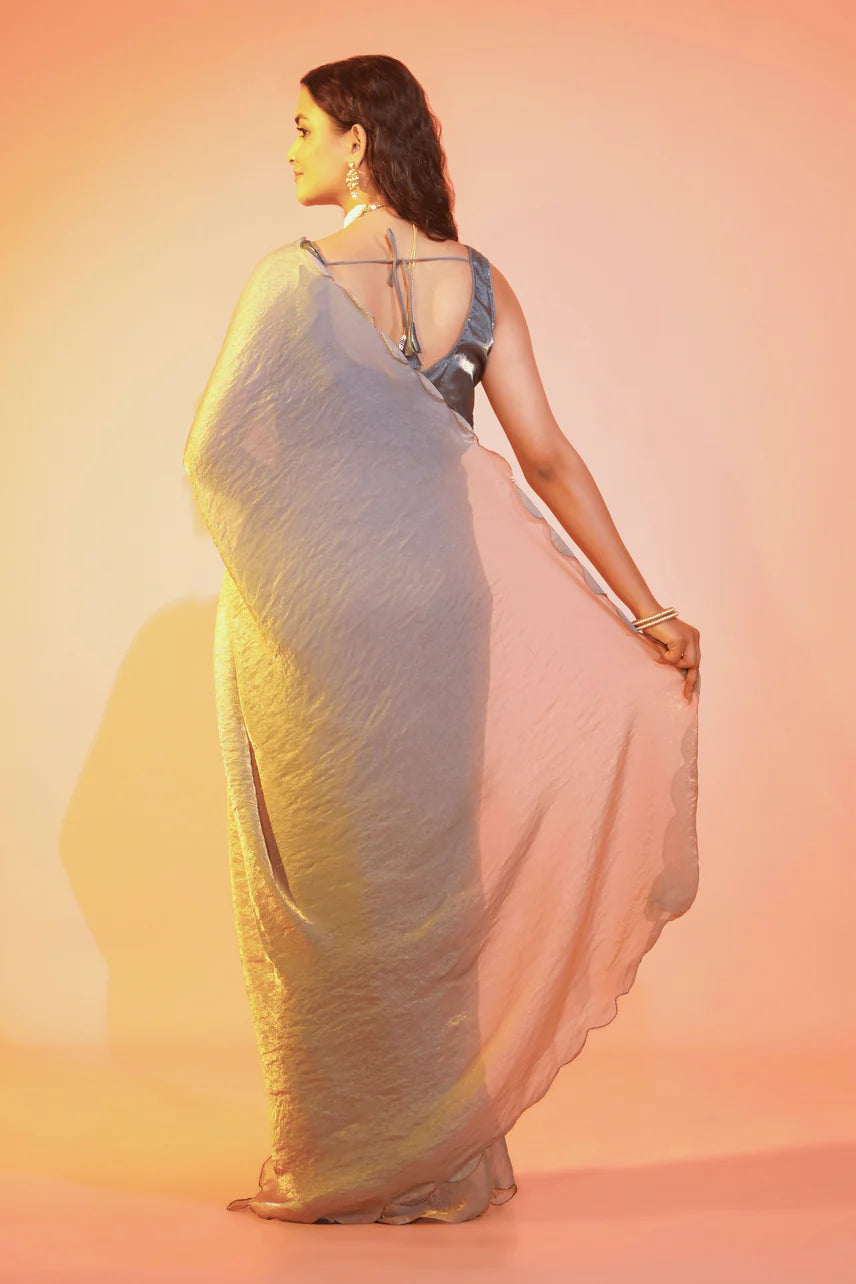 Silver Legacy Jimmy Choo Saree with Stitched Blouse