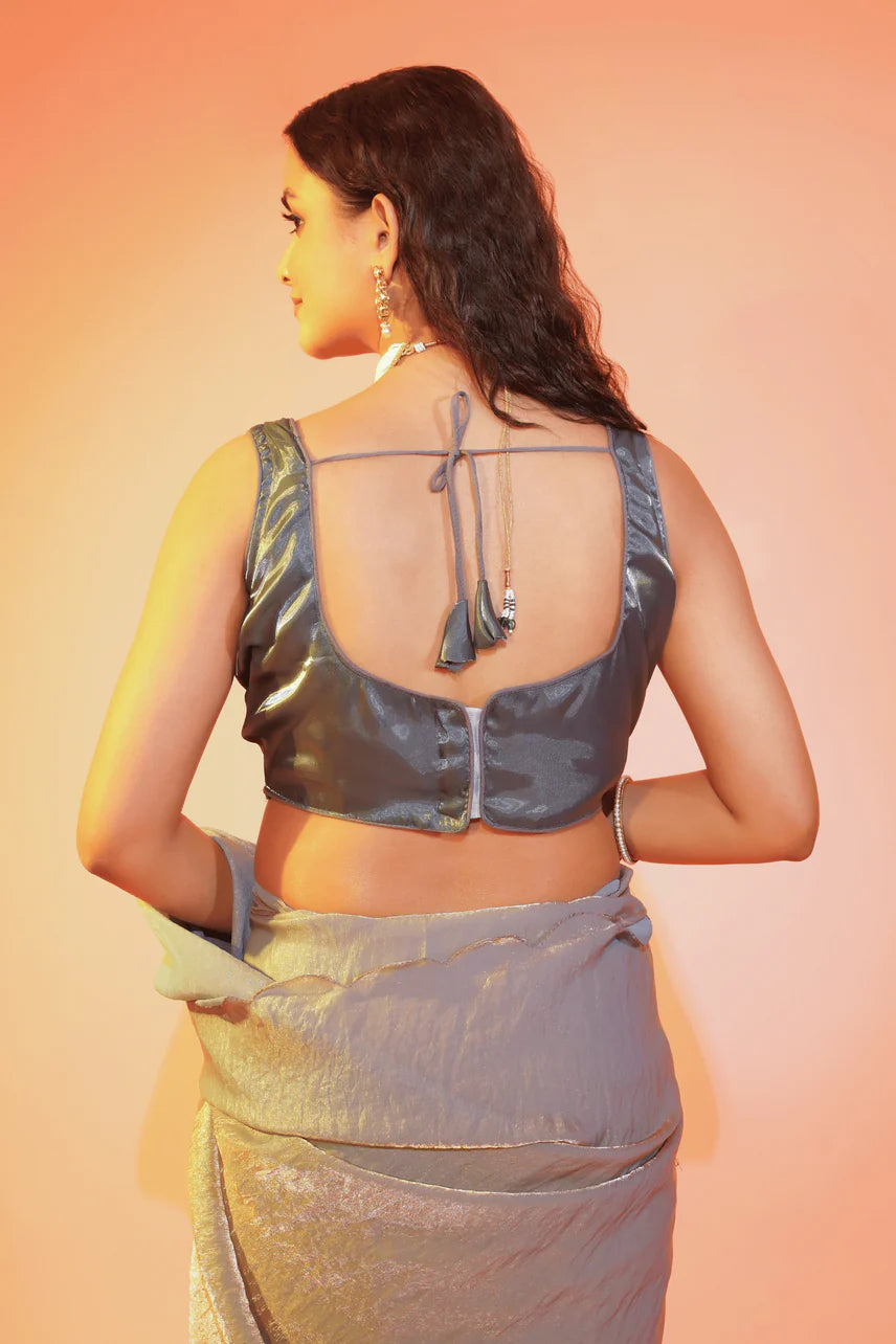 Silver Legacy Jimmy Choo Saree with Stitched Blouse