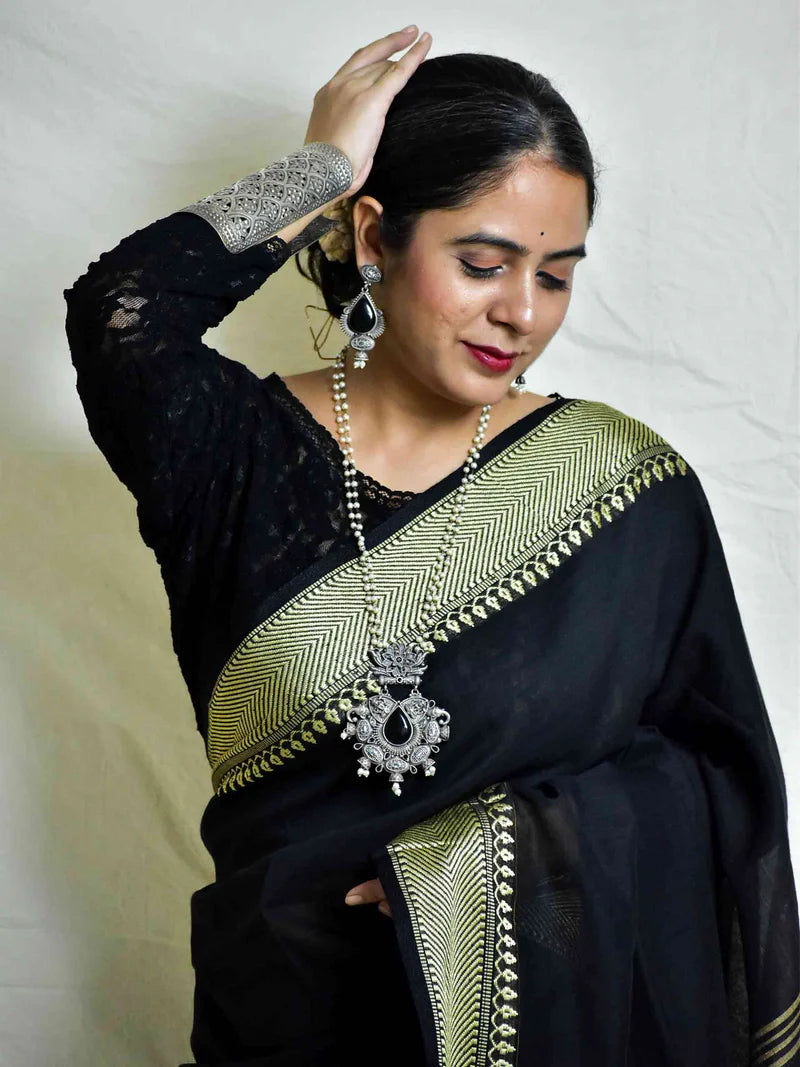black cotton saree