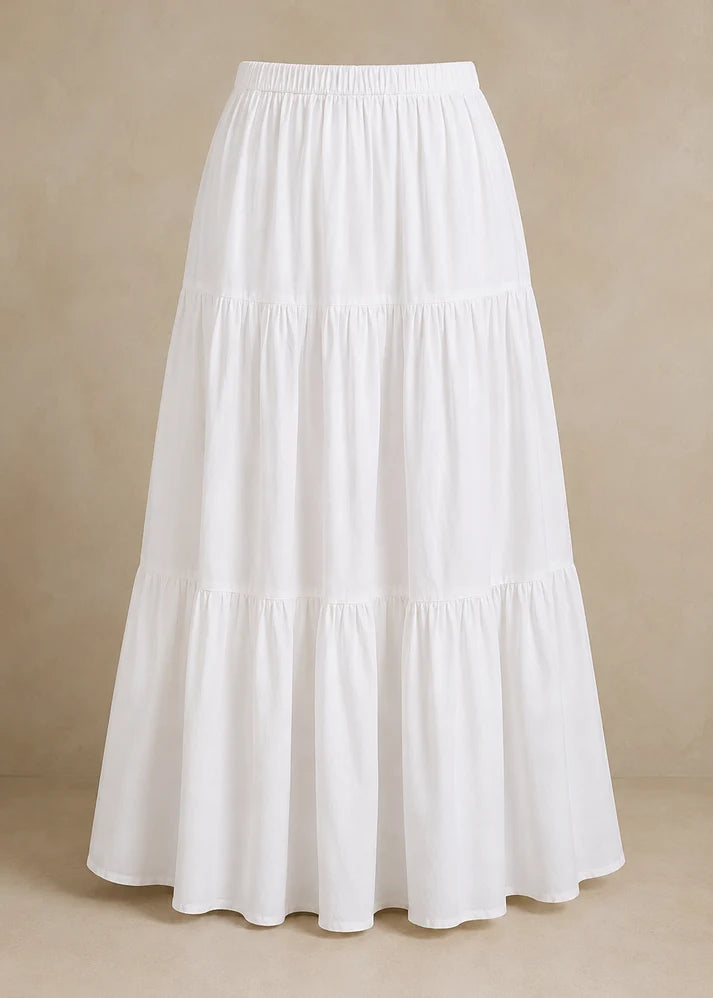 Ivory Breeze Tiered Cotton Skirt