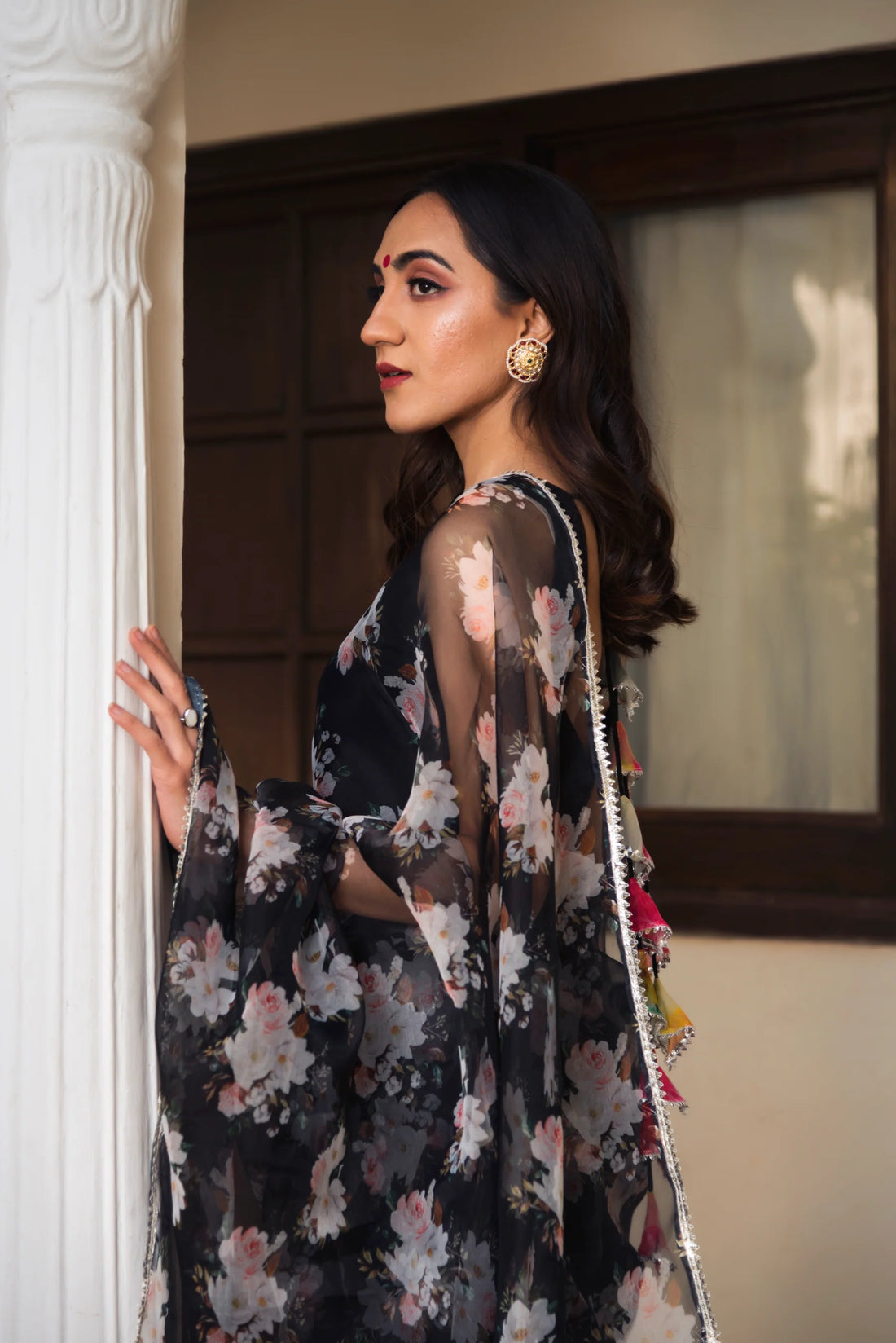 Organza saree with blouse piece