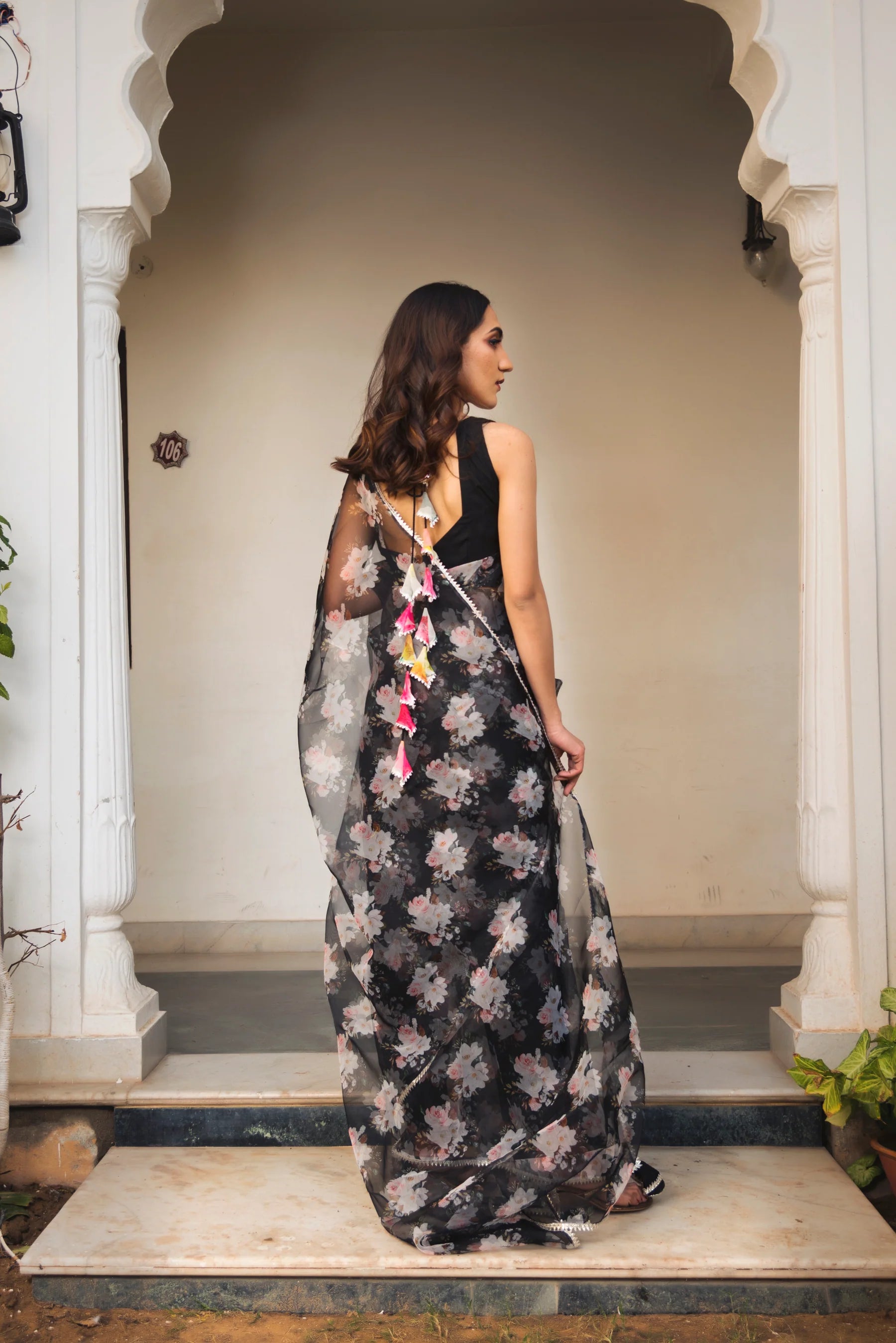 Black sheer saree
