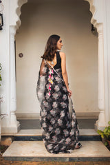 Black sheer saree