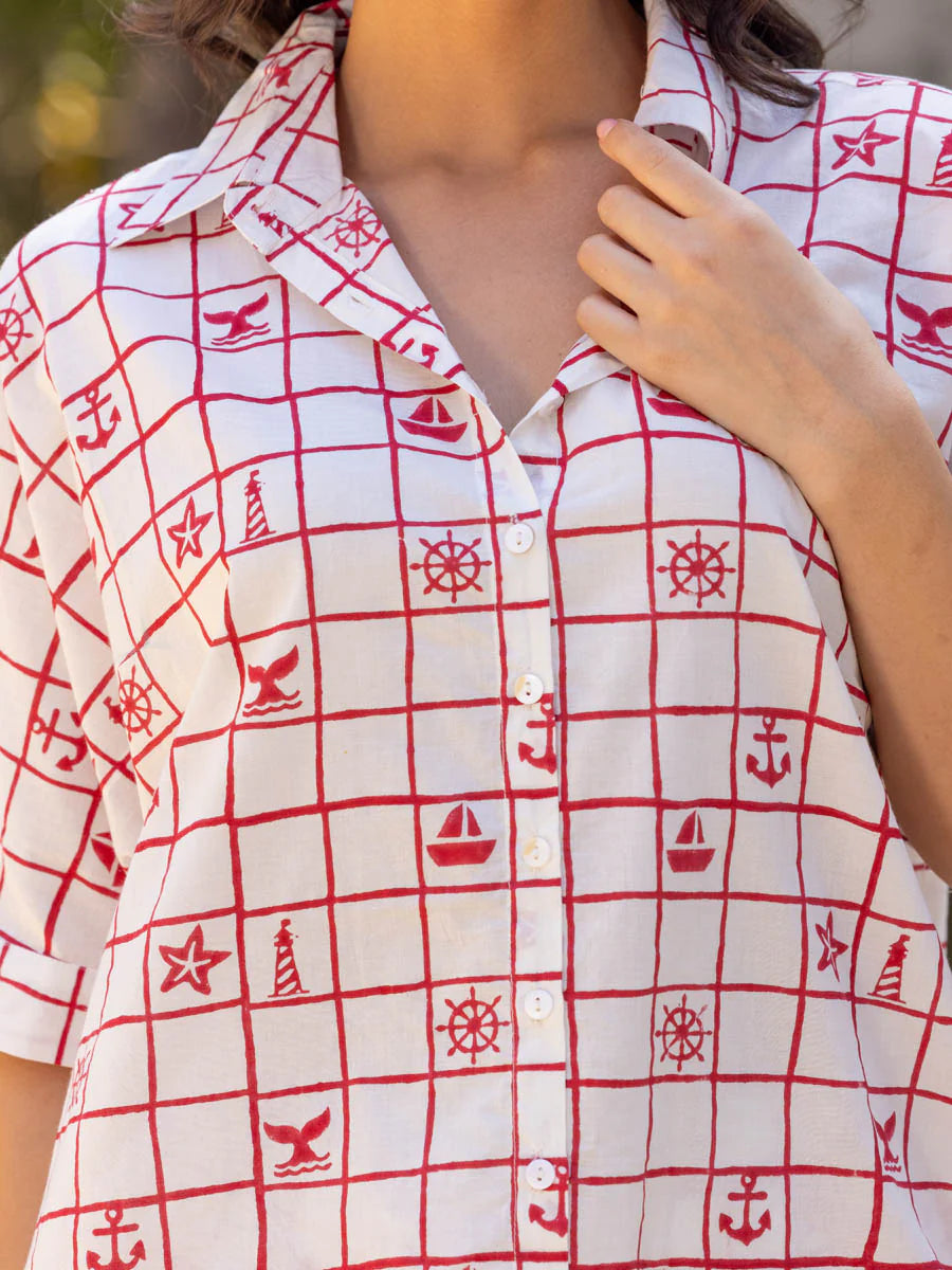 hand-block printed shorts set