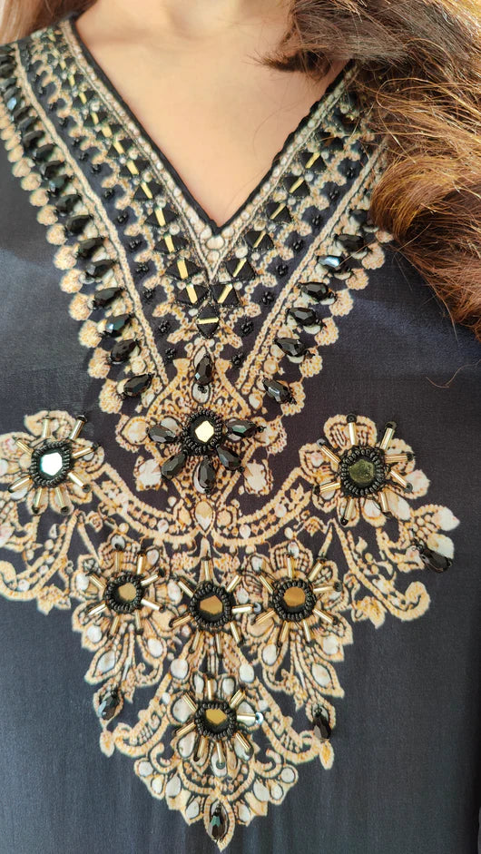 Midnight Elegance Embellished Sharara Set