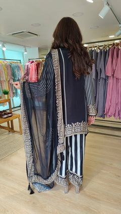 Midnight Elegance Embellished Sharara Set