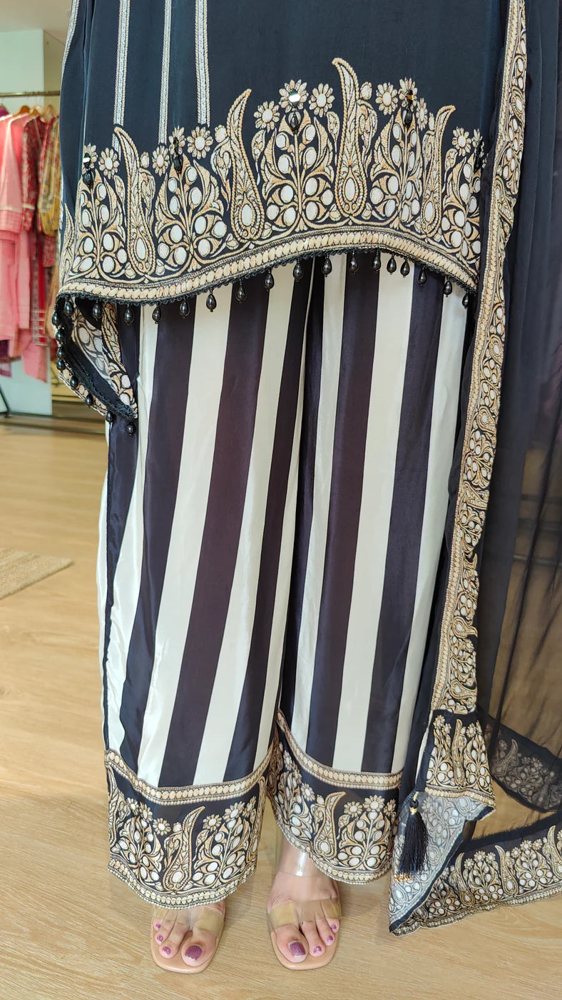 Midnight Elegance Embellished Sharara Set