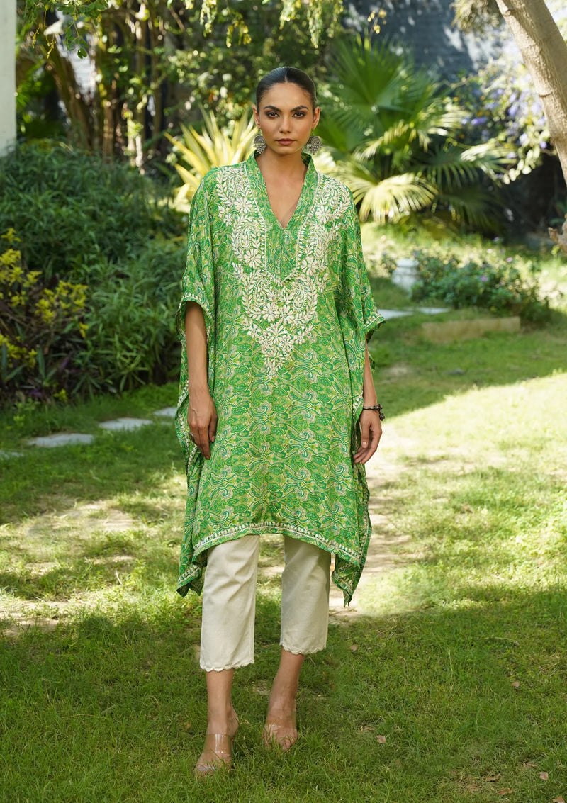 Sunheri Chikankari Luxe Kaftan Set
