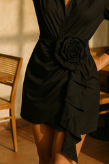 Floral Ruffle Cotton Shirt Dress