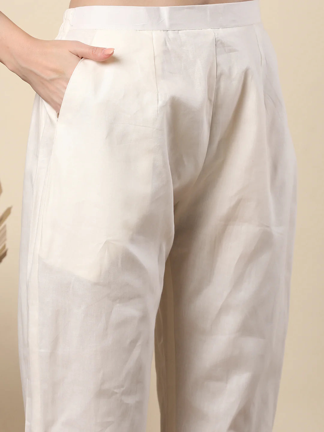 Supernet Off White Gota Patti Suit