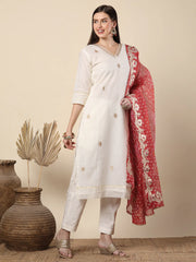 Supernet Off White Gota Patti Suit