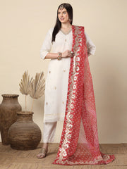 Supernet Off White Gota Patti Suit