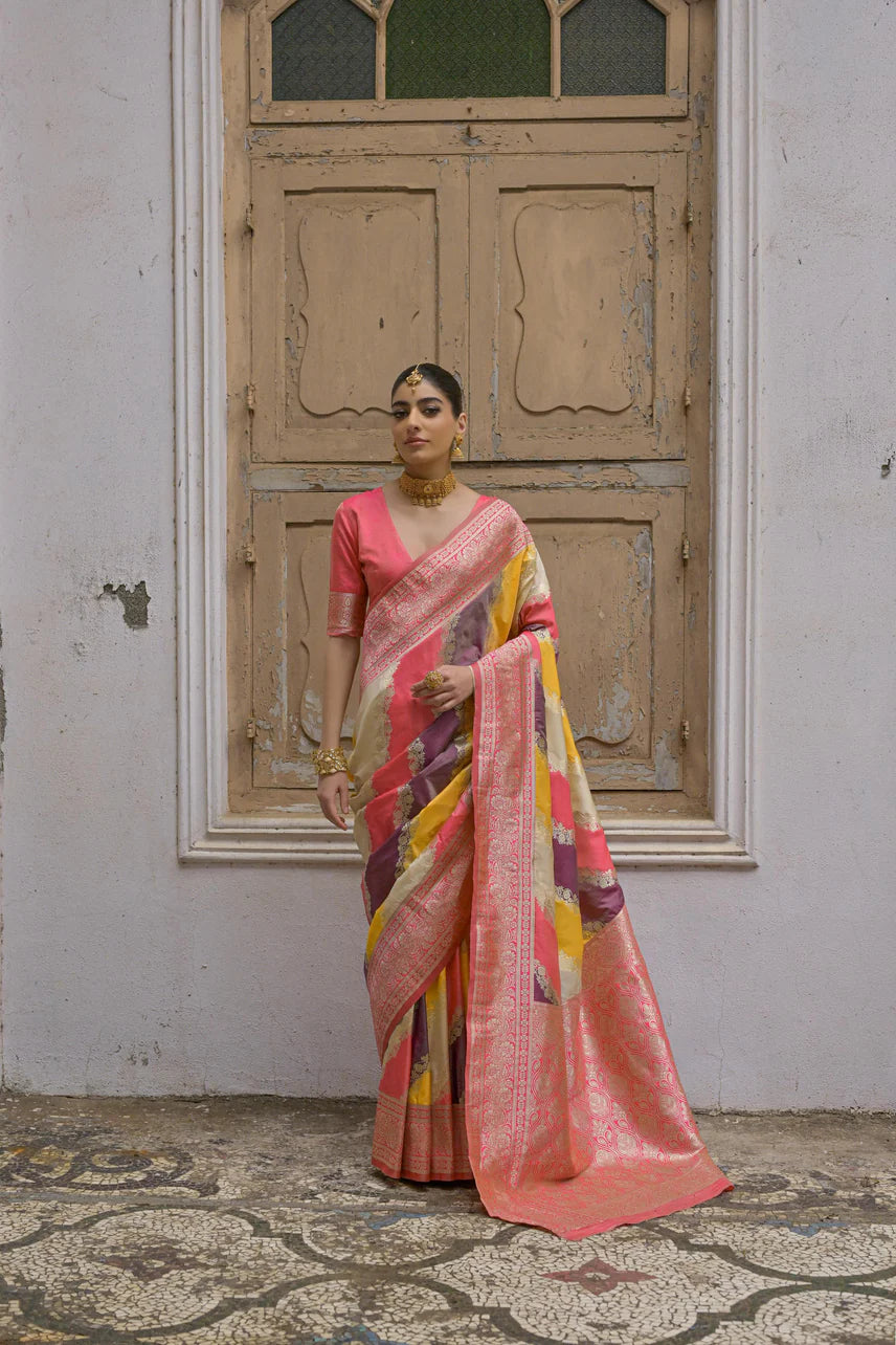 Pre-pleated wedding saree