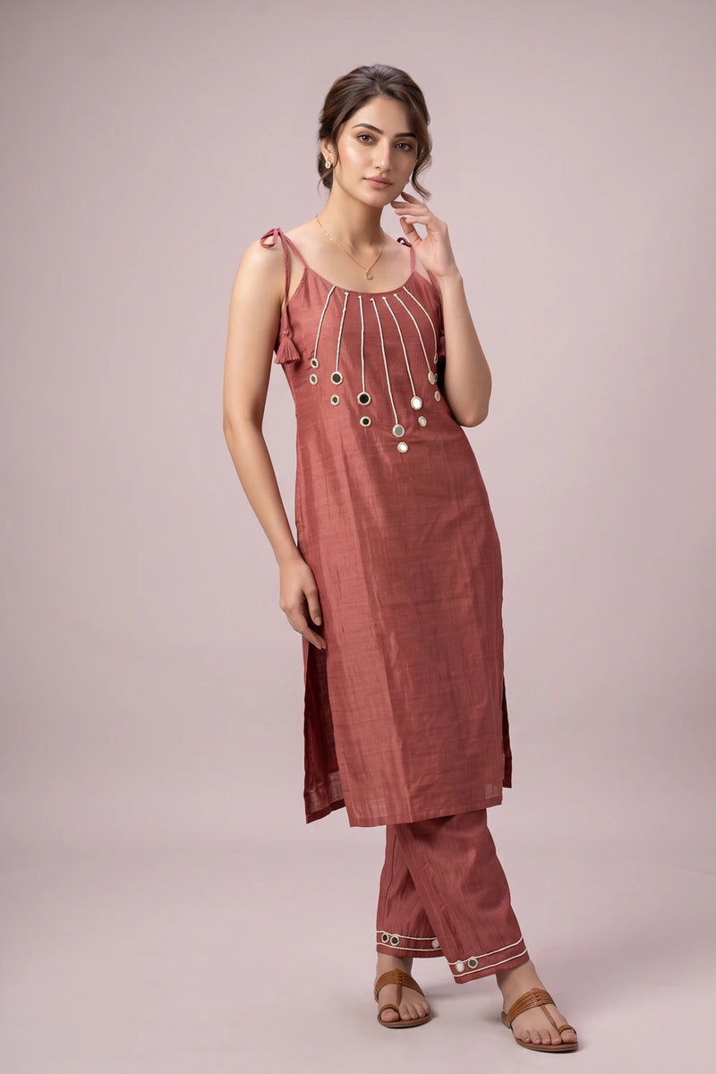 Terracotta Embellished Co-ord Set