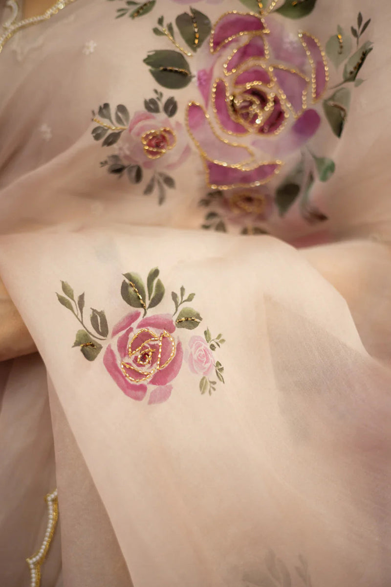 floral organza silk saree