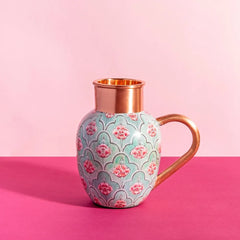 Blushing Floral Bloom Pure Copper Jug with glass